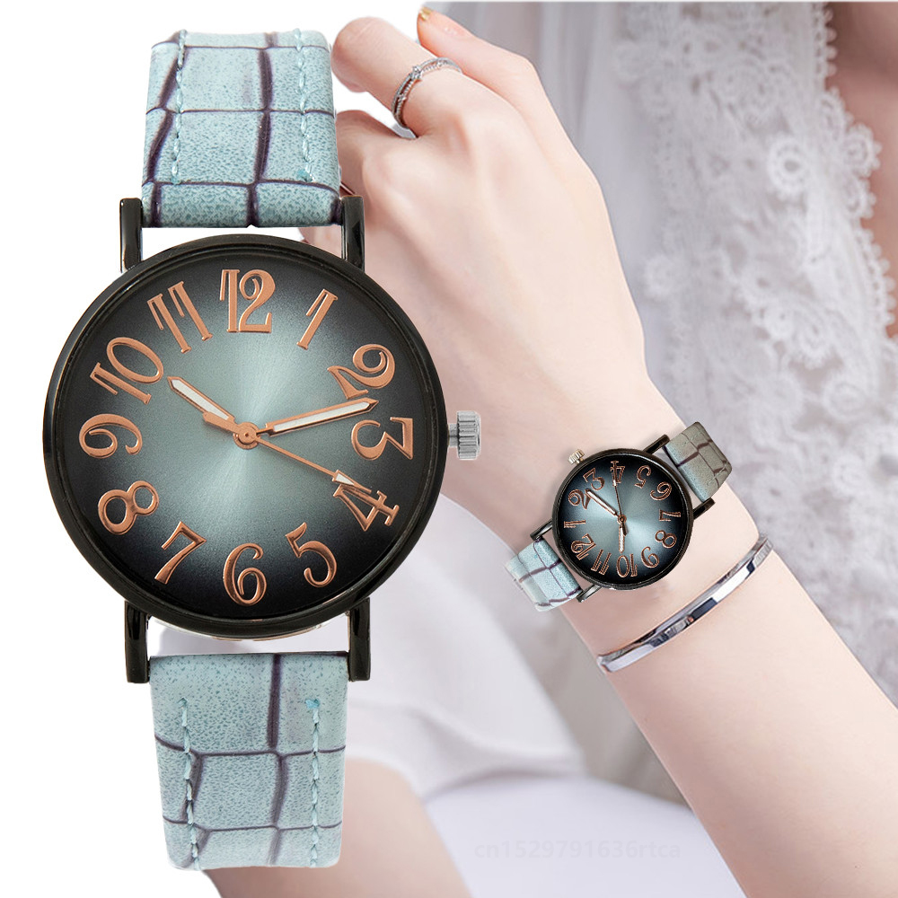 Luxury Watch Girl - นาฬิกาควอทซ์ดิจิตอลวินเทจสำหรับสุภาพสตรีสายหนังลายสก๊อตลำลองนาฬิกาผู้หญิงดูหรูหรา