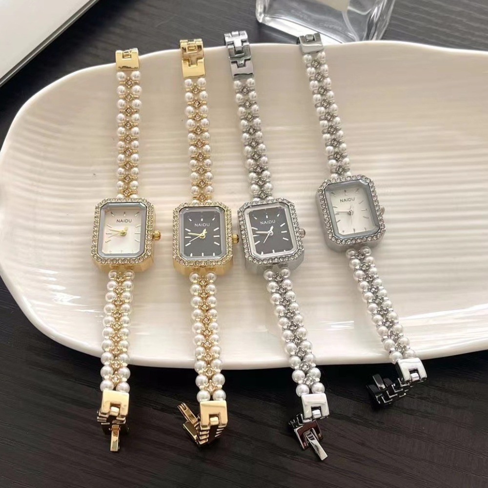 Luxury Watch Girl - นาฬิกาข้อมือผู้หญิงสุดหรู สายประดับมุก แฟชั่น ควอตซ์ ของขวัญสำหรับสุภาพสตรี ดรอปชิปปิ้ง