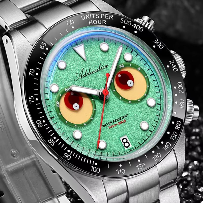 Zero Luxury Watch - ADDIESDIVE นาฬิกาควอทซ์โครโนกราฟคุณภาพสูงปฏิทินเซรามิคกระจกเงาเบเซล บับเบิ้ล กระจกนาฬิกาข้อมือผู้ชายนาฬิกากันน้ำ