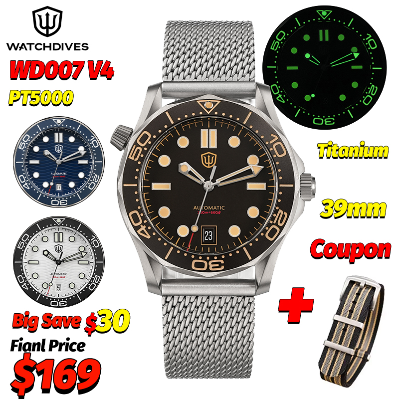 Watchdives Wd007 V4 39Mm NTTD  - Titanium Sport Watch บทวิจารณ์และราคา